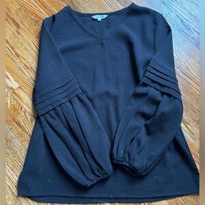 Black Amaryllis Long Sleeve Blouse